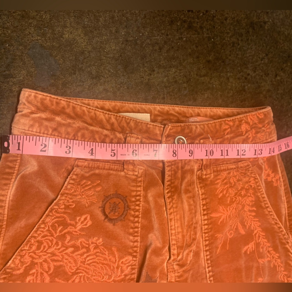 Pilcro Rust/Copper Velvet Embroidered Pants, 27 - Picture 6 of 8